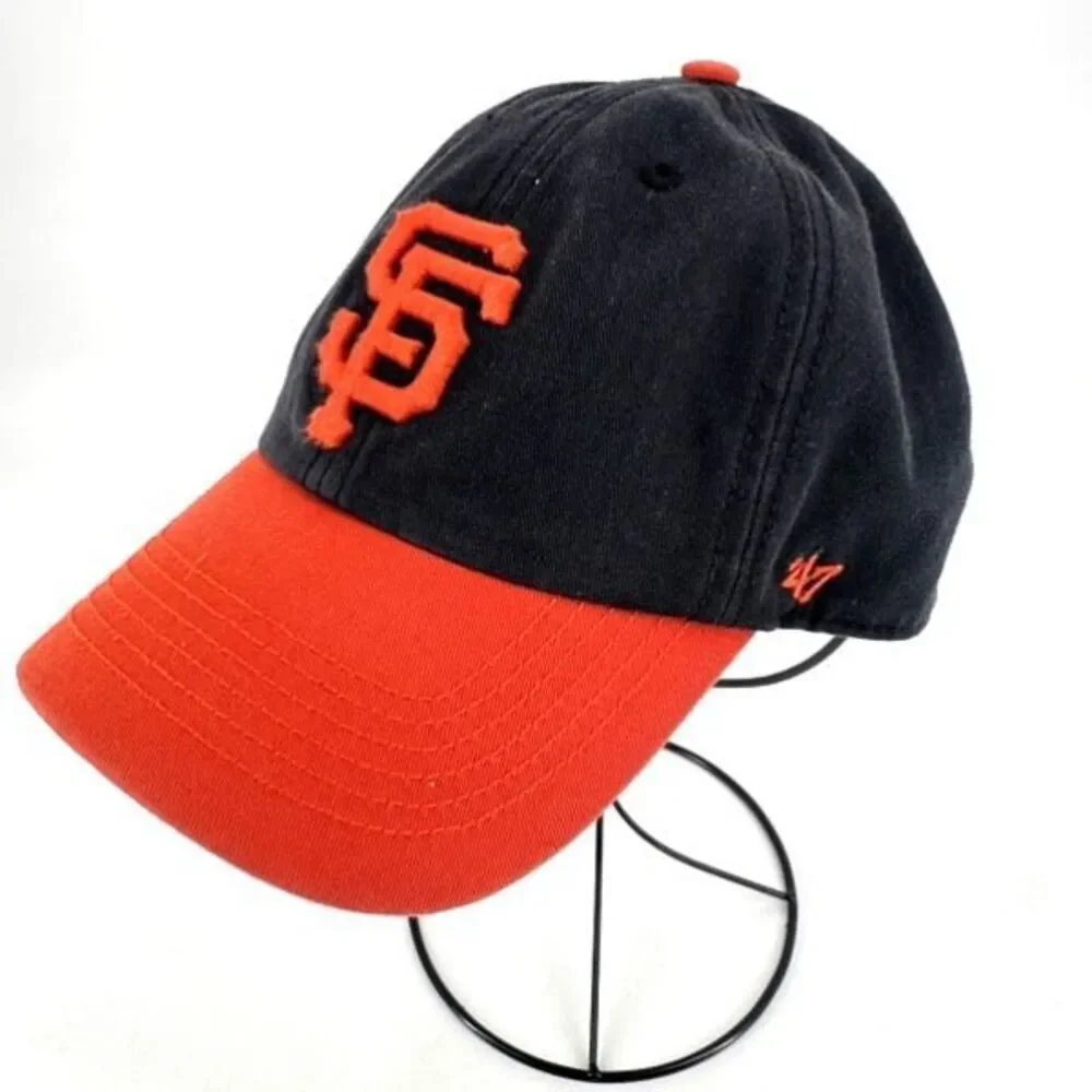 47 Brand San Francisco Giants Fitted Hat MLB Away Cap‎ Orange Brim Medium
